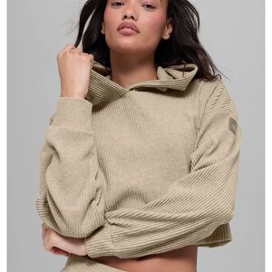 ALO Yoga Taupe Ribbed Muse Sweatshirt
